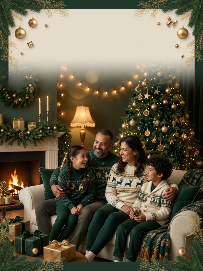 Festive Christmas family living room — Christmas AI poster reference
