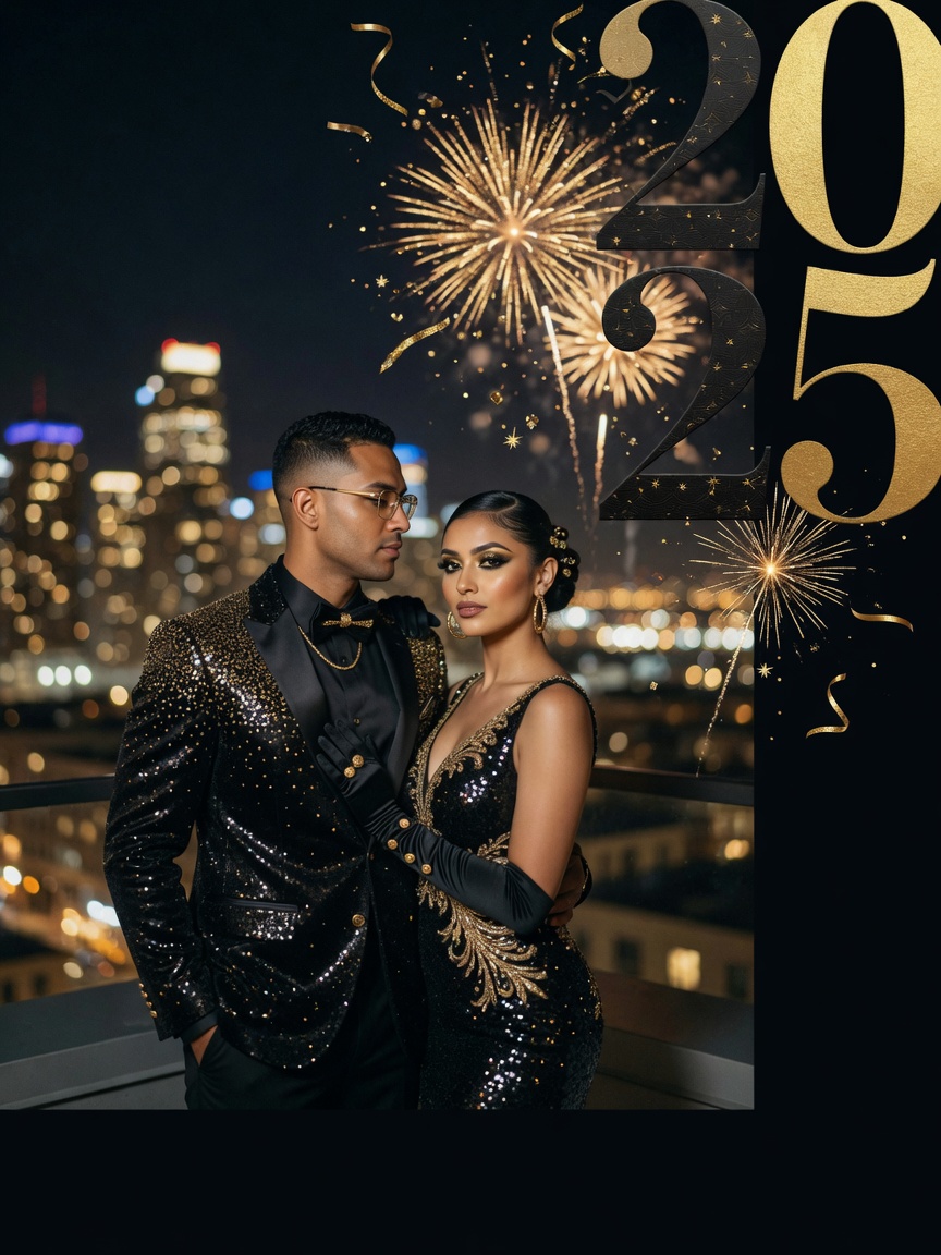 Luxury New Year couple — New Year AI poster reference