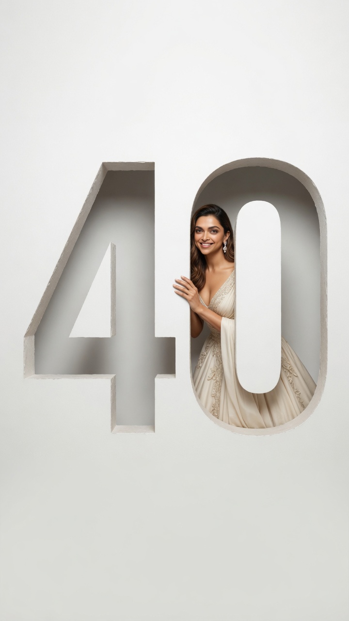 9:16 die-cut 40 — Deepika Padukone — Birthday AI poster reference